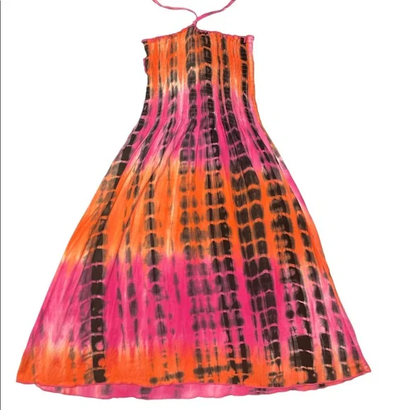 Club Z Collection | Dresses | Club Z Collection Pink Orange And Black  Halter Dress | Poshmark